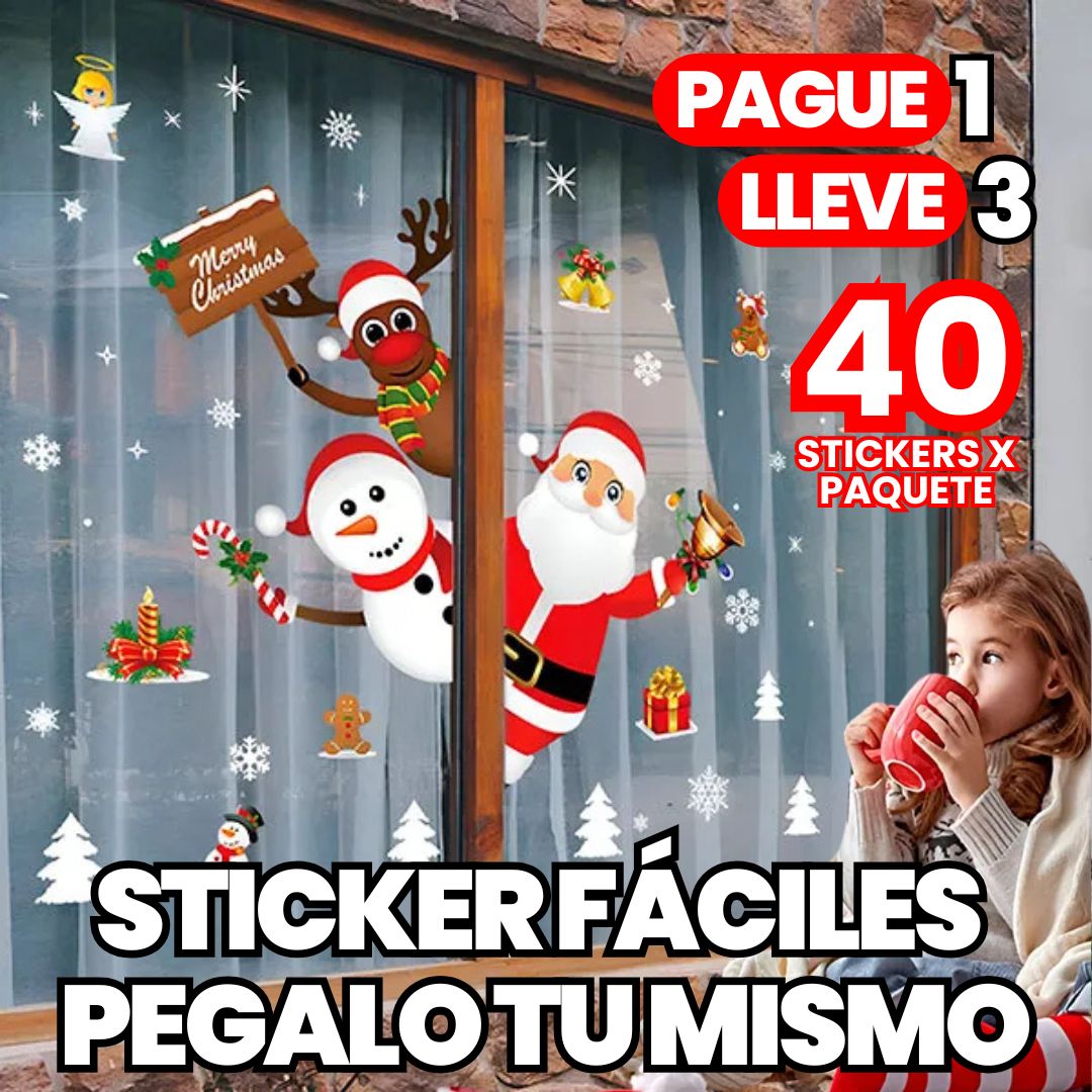 120 CALCOMANIAS NAVIDEÑAS - VENTANAS, PUERTAS O PAREDES - FACIL PEGAR Y FACIL DE DESPEGAR