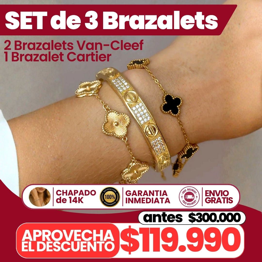 Set de 3 brazalets - 2 Van cleef, 1 cartier