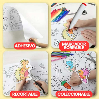 FunPaint® - LIENZO BORRABLE INFINITO PARA PINTAR CON ADHESIVO (niños de 1 a 8 años)