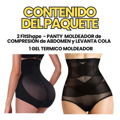 PAGUE 1 LLEVE 2 - FitShape® - PANTY FAJA MOLDEADOR de COMPRESION DE ABDOMEN y LEVANTA COLA + REGALO GEL TERMOREDUCTOR