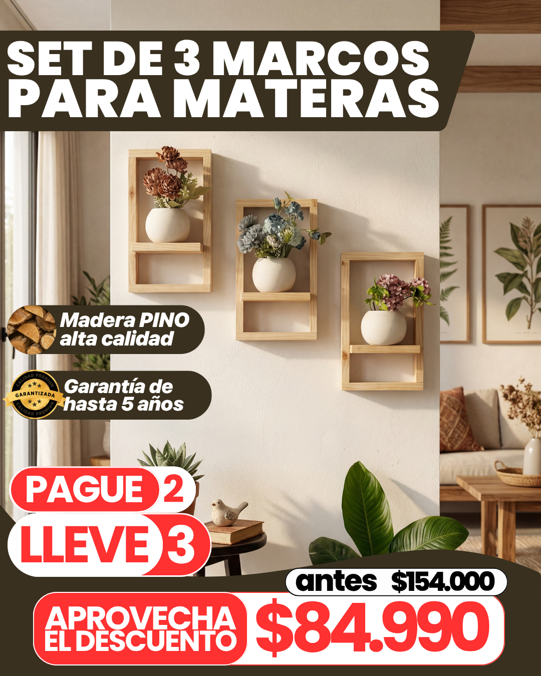 Set de 3 MARCOS PARA PLANTAS