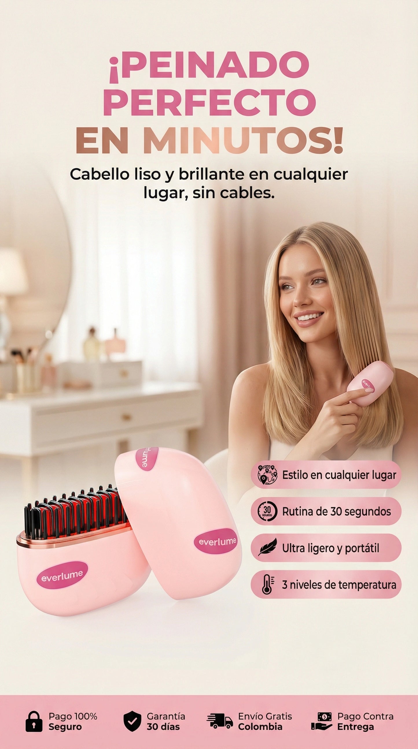 Plancha portátil para pelo